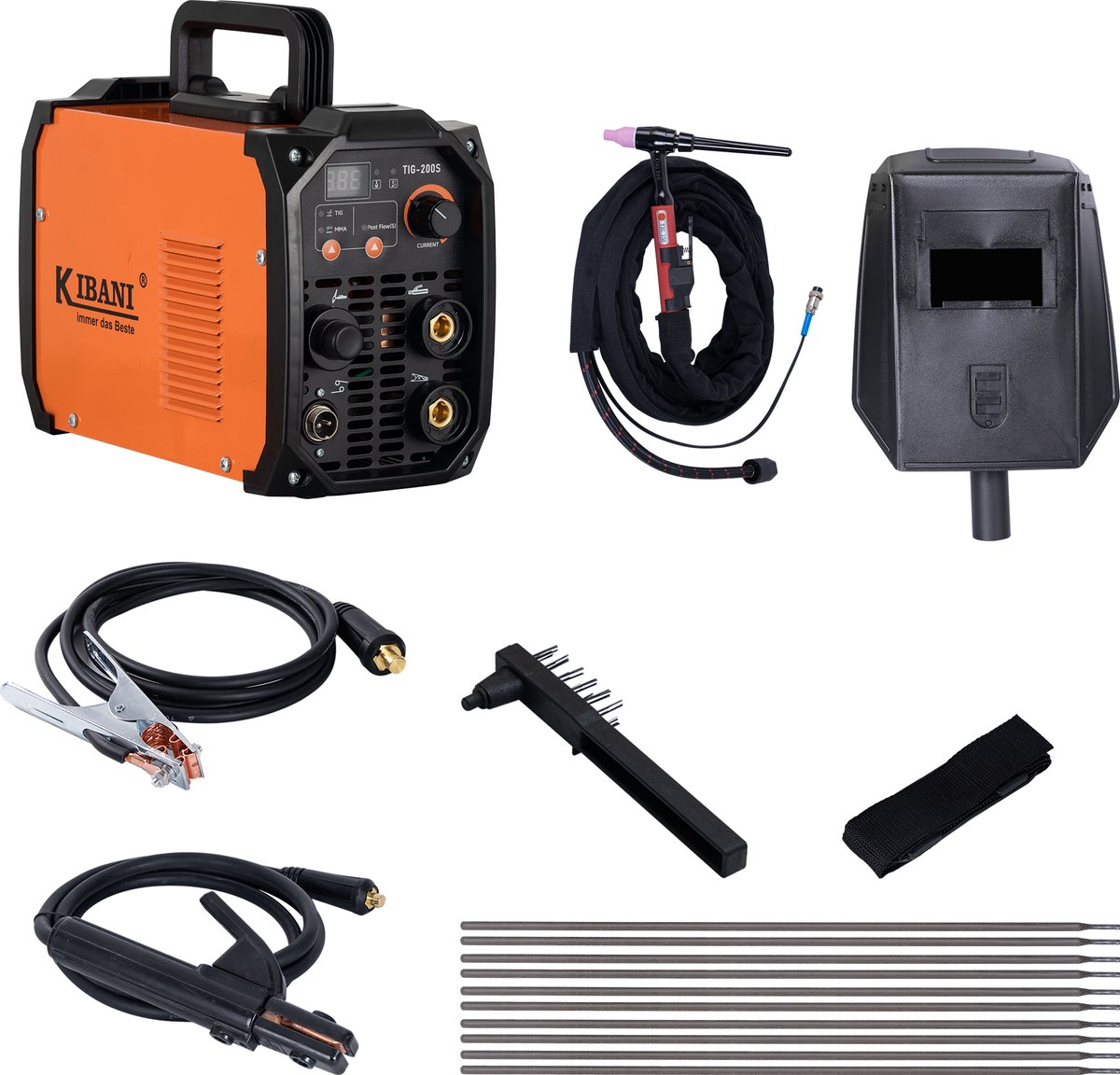 Kibani Lasapparaat TIG-200S incl. 1 kg laselektroden - TIG & MMA Lasapparaat tot 4.0 mm - IGBT-Inverter-Technologie - Compact en Lichtgewicht - Elektrisch Lasapparaat 220V - RVS / Elektrode Lassen
