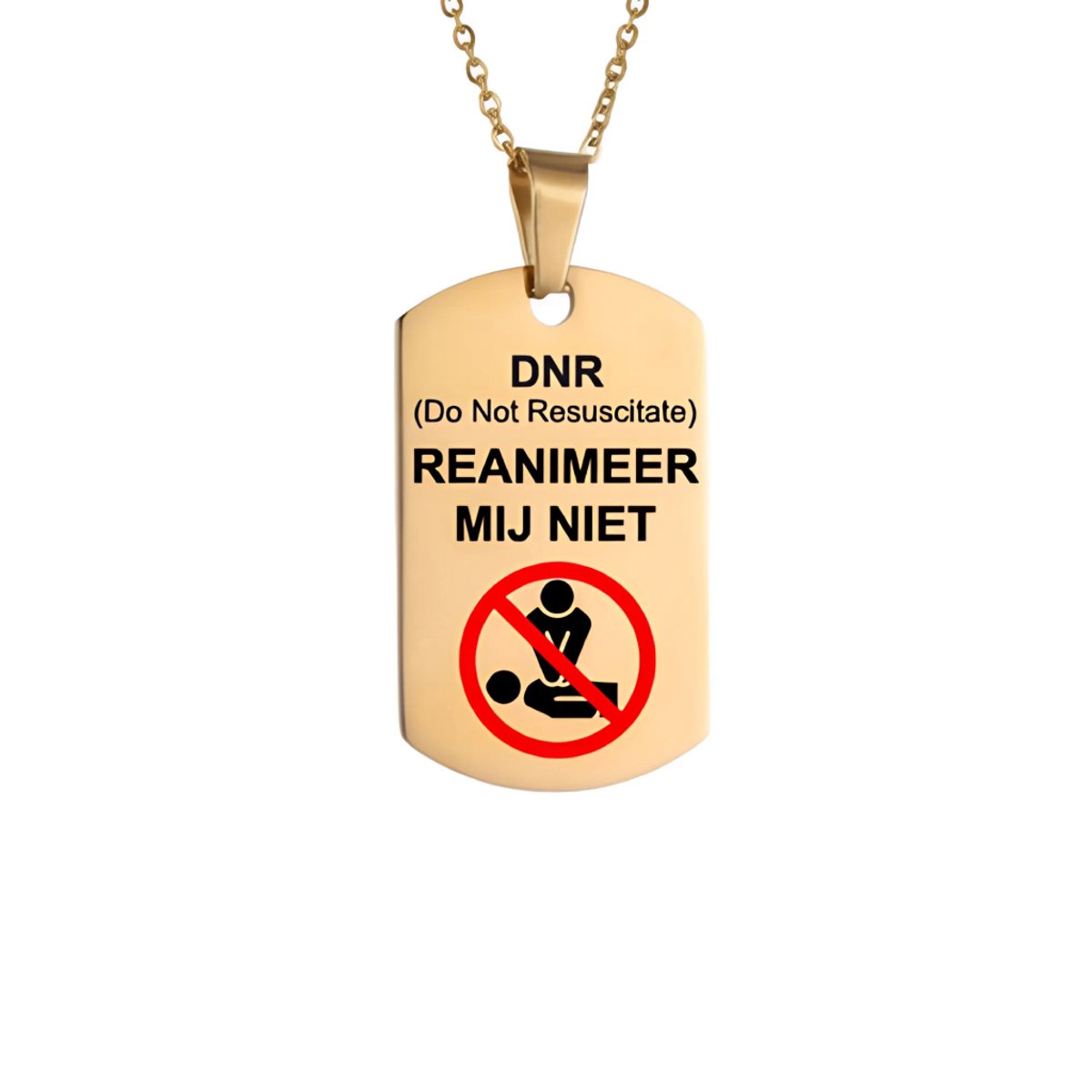 Gegraveerde Niet Reanimeren Ketting - Niet Reanimeren Penning - Do Not Resuscitate - Gegraveerd - Spinner - Cirkel - Ronde Draaibare Hanger - Draaibaar - Roestvrij Staal - RVS - Verstelbaar - Goudkleurig