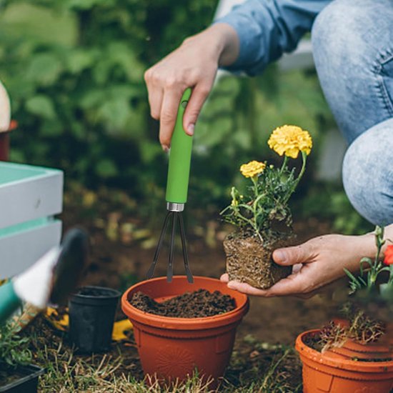 Tuingereedschap Set - Tuinbenodigdheden Handgereedschap - Grond Losmaken Snoeien - Roestvrij Staal - 5 Delig - Groen — afbeelding 2