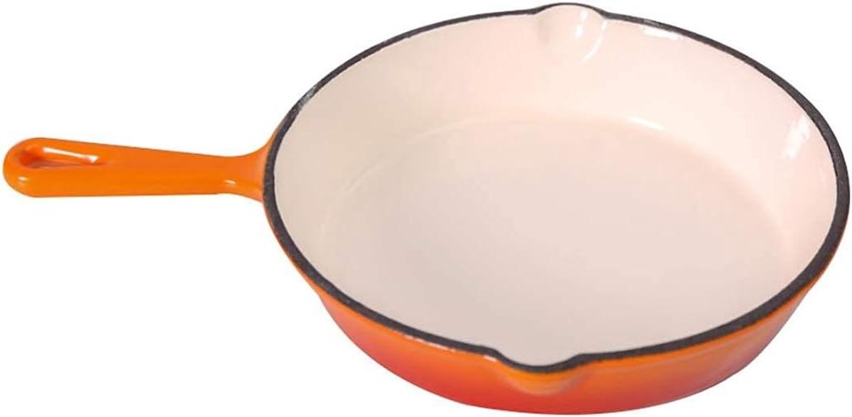 Mini Omelet Pan - Koekenpan Wok - Ontbijt Maken - Gietijzer Enamelled - 16 cm - Oranje