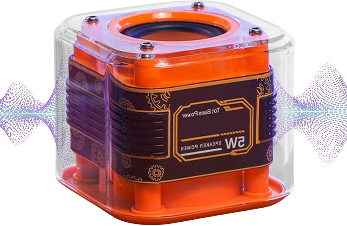 Draagbare Luidspreker - Compacte Speaker - Muziek Luisteren Buiten - 360-Graden Geluid - 8 x 8 x 8 cm - Oranje