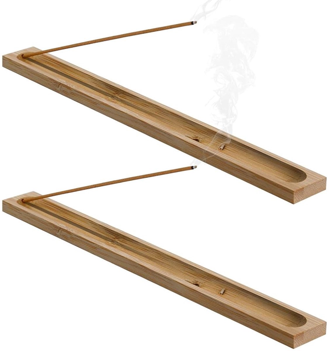 Dailygoods- Wierookstokhouder 2 Stuks - Houten/Bamboe - Instelbare Hoek - Meditatie/Yoga - Binnen/Buiten - Duurzaam Materiaal - Wierookhouder