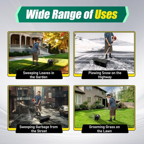 Motorische Veegmachine - Aangedreven Bezems - Buiten Reinigen - Brede Werkbreedte - 58 cm - Zwart — afbeelding 4