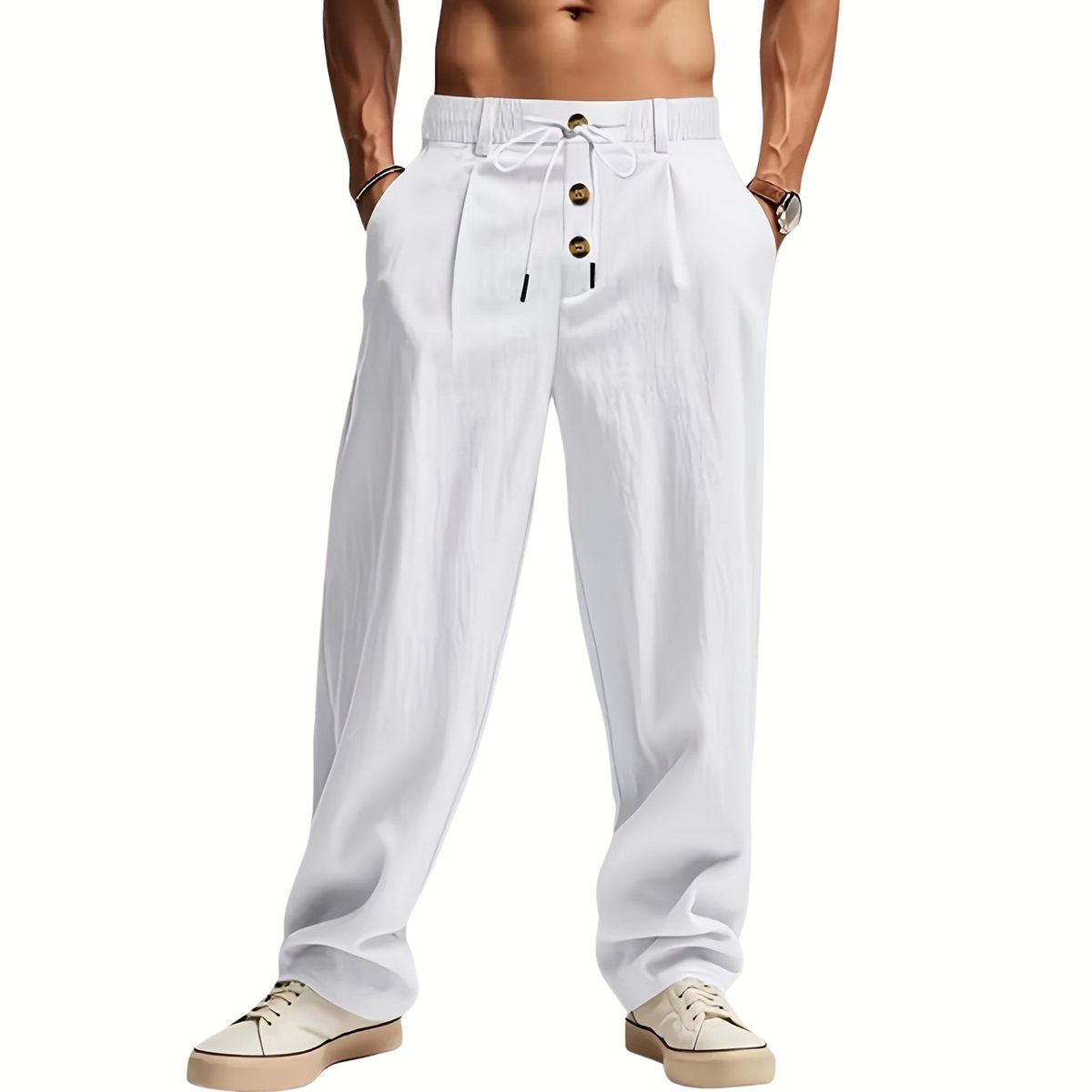 Currero Linnen Broek Heren - Zomerbroek - Volwassenen - Lange Broek - Pantalon - Strandbroek - Zomer - Ibiza Stijl - Wit XXXL