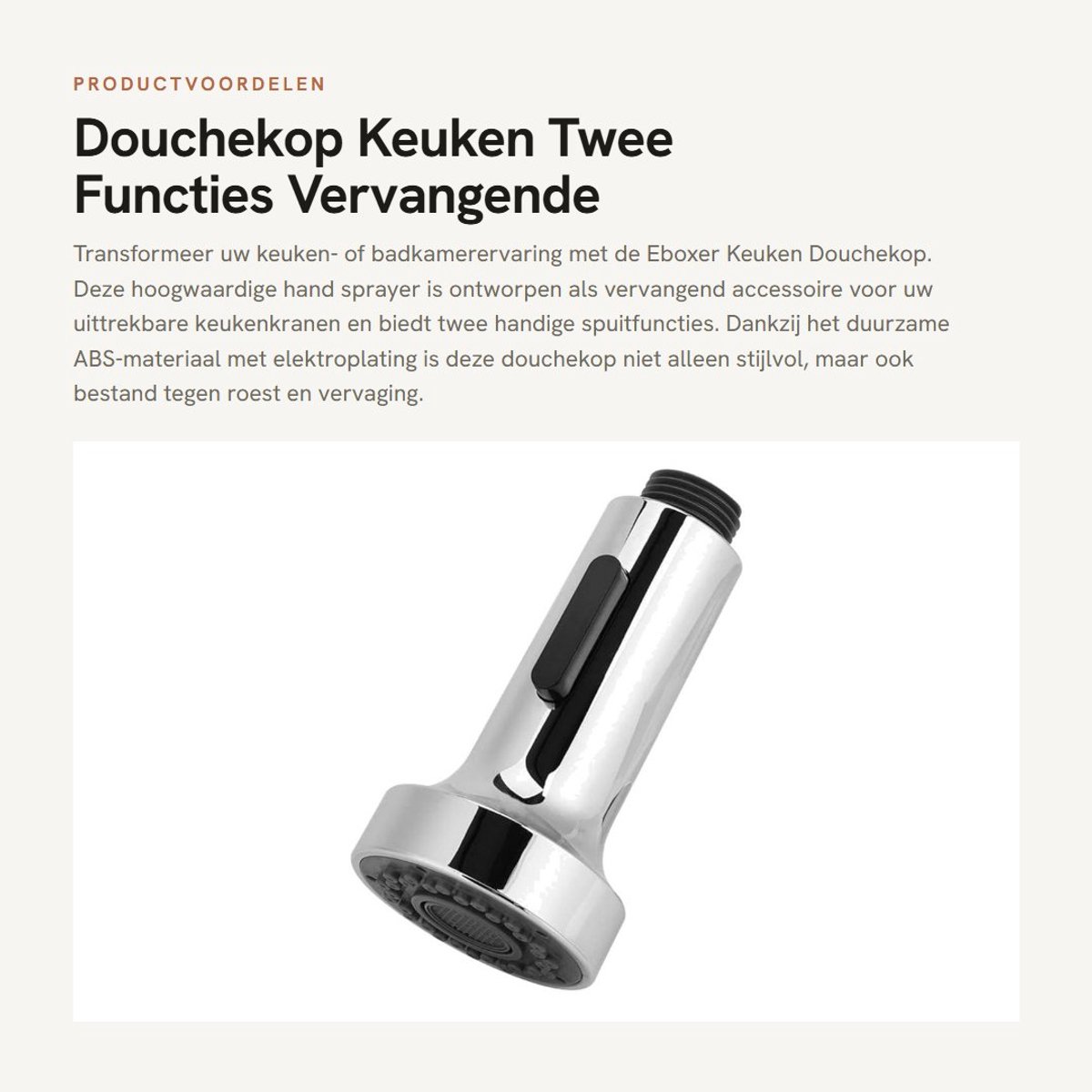 Dailygoods - Douchekop - Keuken - Twee Functies - Vervangende Hand Sprayer - Badkamer - Hoogwaardige waterbesparing - Geschikt voor Keuken - Modern on...