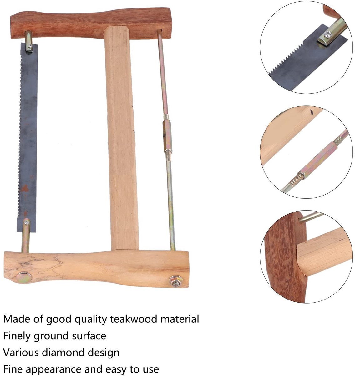 Dailygoods- Kaderzaag Hoogwaardig Teakhout - Draagbare Handzaag - Slijtvast Mangaanstaal - Hout Snijgereedschap - Gemakkelijk te Gebruiken - Fijn Gepolijst Oppervlak