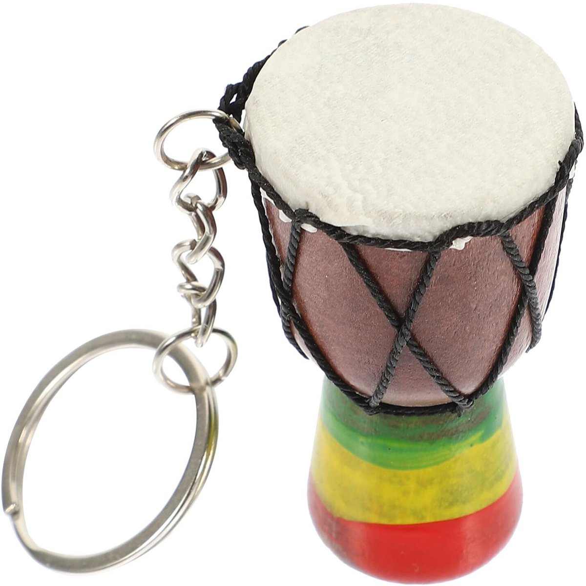 Dailygoods - Djembe Drum Sleutelhanger - Mini Houten Drum - Authentiek Design - 5 x 3 x 3 cm - Kongo-trommel Sleutelhanger - Muziekinstrument - Voor S...