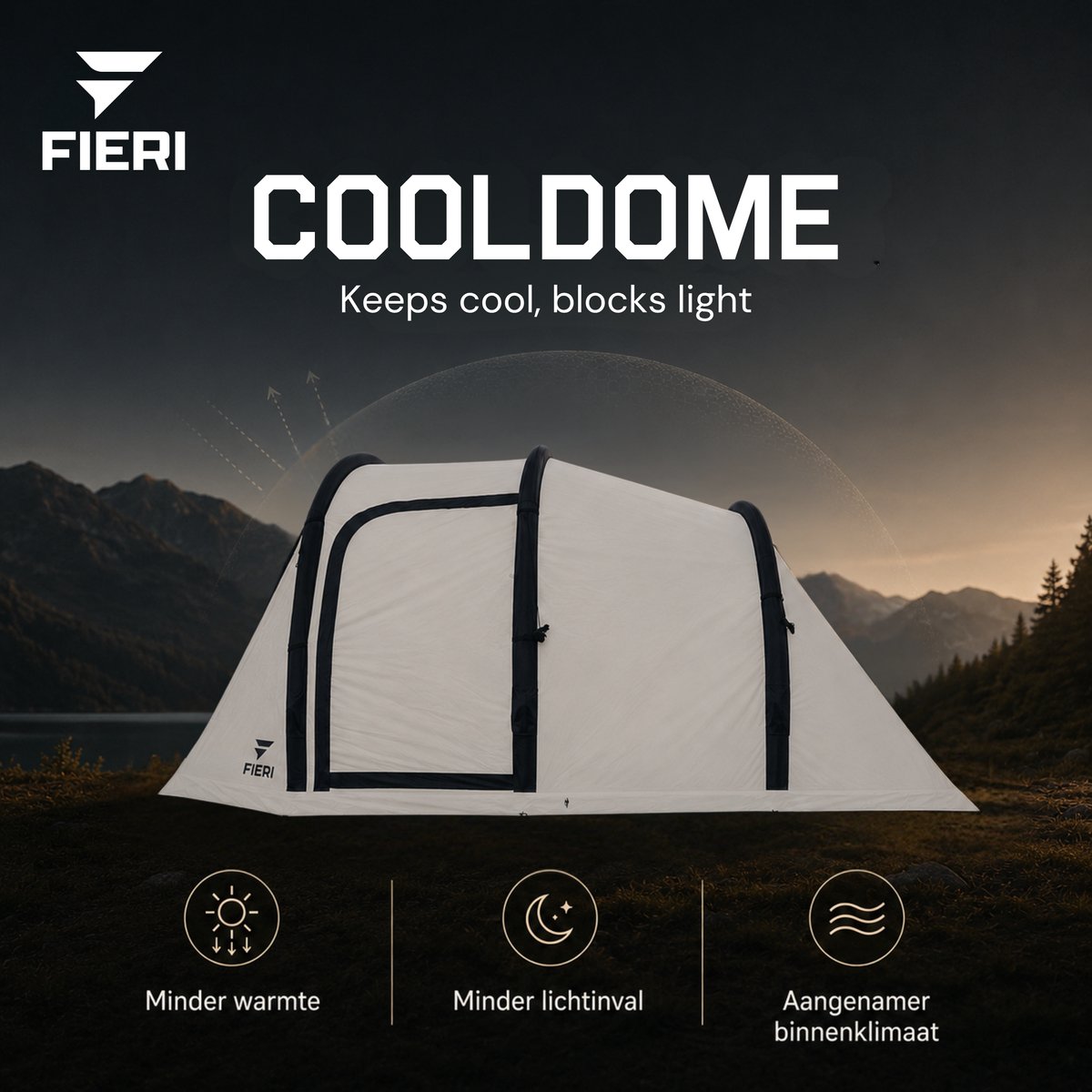 Fieri AIR Peak Cooldome Opblaasbare Tent - 4 Persoons Tent - 3000 mm Waterkolom - Incl. Pomp – foto 6