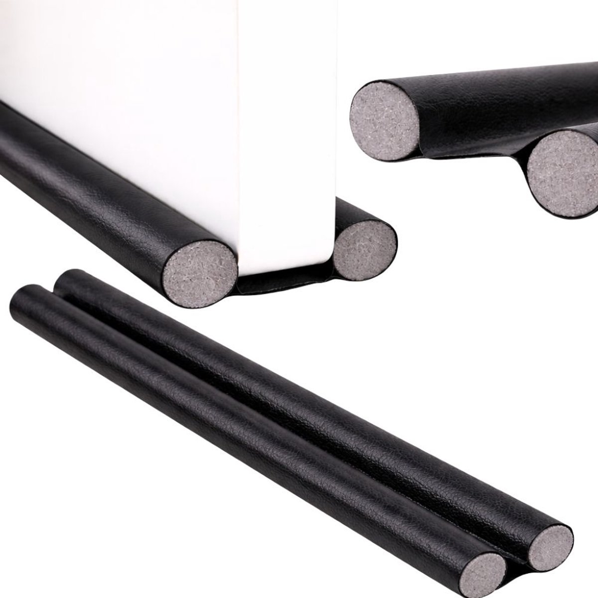 Deur Tochtstopper - Tochtstrip Onder Deur - Dubbele Deurafdichting tegen Kou, Tocht en Warmteverlies - 96 cm - Zwart