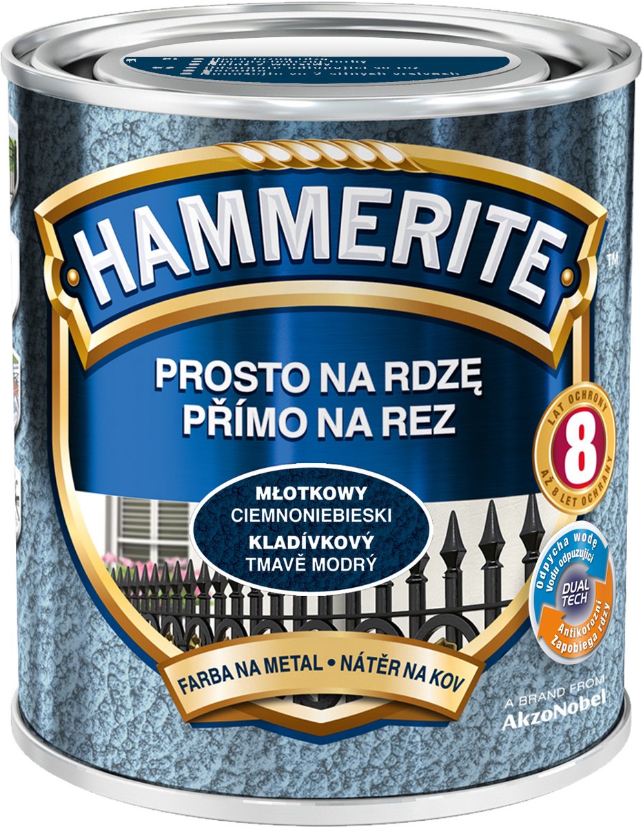 Hammerite Direct op roest hamer 0,25l, Donkerblauw