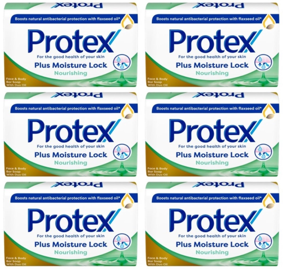 Protex Plus Moisture Lock Antibacteriële Zeep - 99.9% Bacterievrij - Hydraterend - 6 x 90g