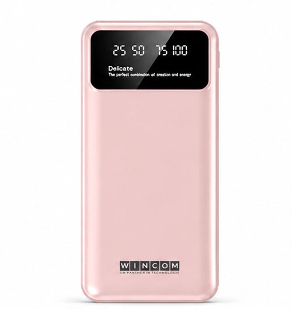 WinCOM Powerbank 10.000mAh 22.5W Snellader USB-C Fast Charge - Flashlight - Pink