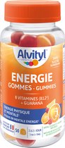 Fles Alvityl energie gummies met 8 vitaminen en guarana, suikervrij, fysieke en mentale energie.