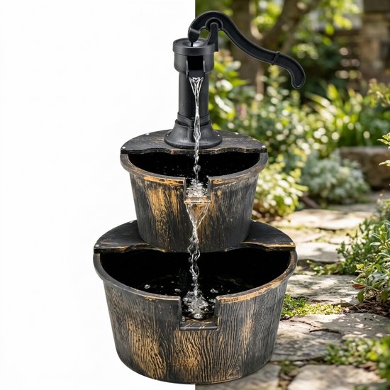Ornement d'eau - Pour l'extérieur - Jardin - Fontaine d'eau - Design de cascade - Fontaine d'intérieur - Décoration de jardin - Met Pomp - Bronze antique