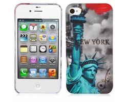 Cadorabo Hoesje geschikt voor Apple iPhone 4 / 4S met NEW YORK - VRIJHEIDSBEELD opdruk - Hard Case Cover beschermhoes in trendy design