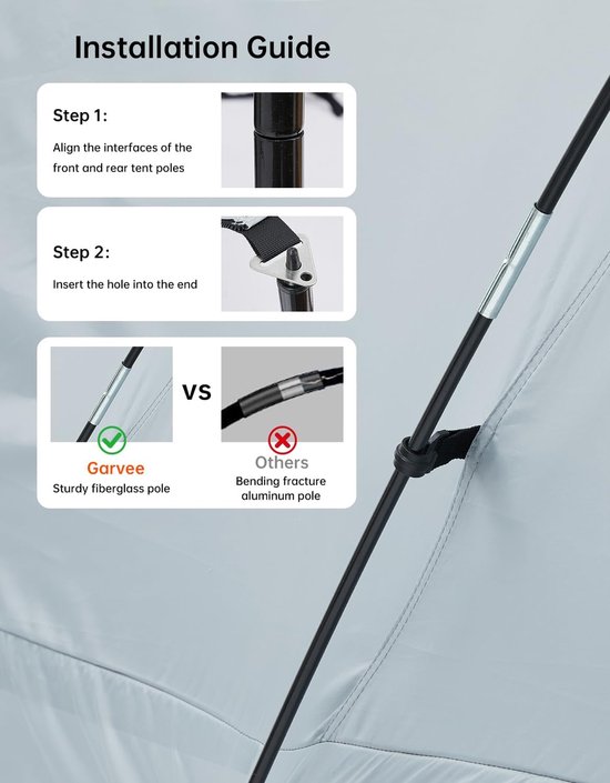 Danky Auto Campingtent-Tent Voor Auto-Pickup Tent 210D Oxford - Laadbak Luifel Waterdicht UV-bestendig met Steunpoten - 315×180×170cm - Incl. Luifelstokken — afbeelding 2