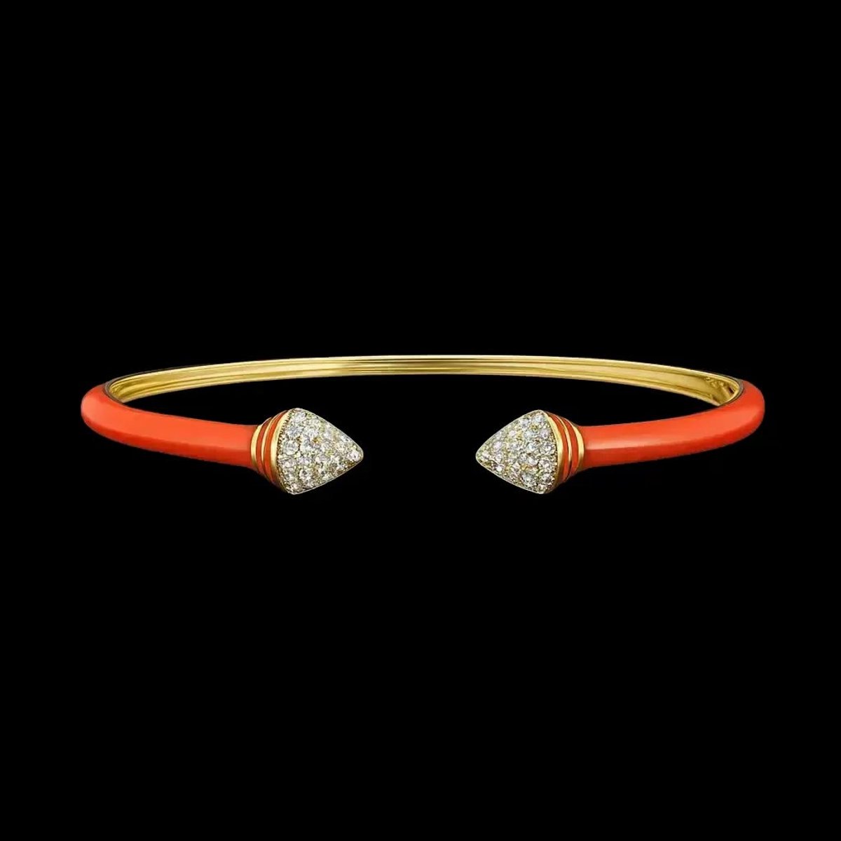 Victoria Valenza Goudkleurige Armband met Oranje Emaille en Zirkonia Stenen - Armband - Goudkleurig - Zirkonia