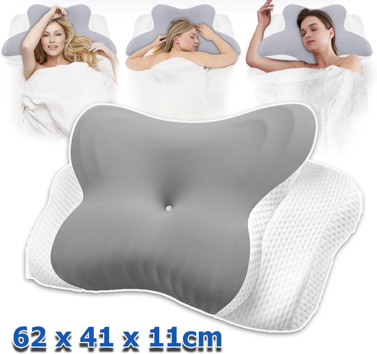 Traagschuim Kussen - Ergonomisch Nekkussen - Traagschuim Kussen Voor Zij- Rug- En Buikslapers Ter Verbetering Van De Slaapkwaliteit - 62 × 41 × 13/11cm