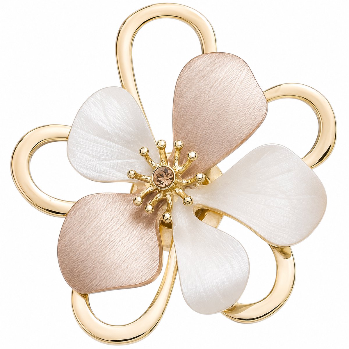 Fashionclip®- Magneet - Broches - Magneetsluiting - Magneetbroche - Goud - Wit- Zachte Bloesem
