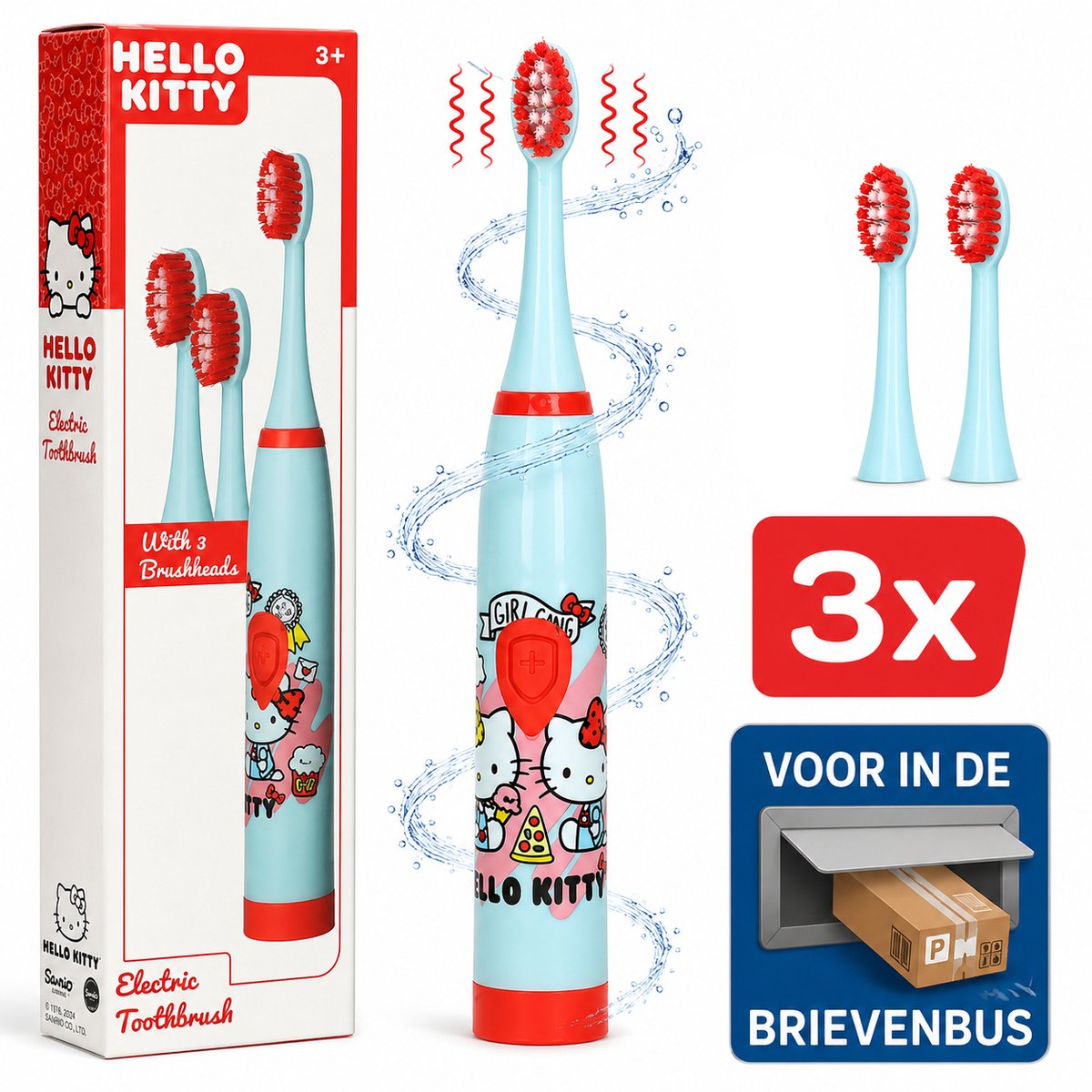Hello Kitty Elektrische Tandenborstel Kind - Tandverzorging - Hello Kitty Producten - Vanaf 3 Jaar - Blauw, Rood