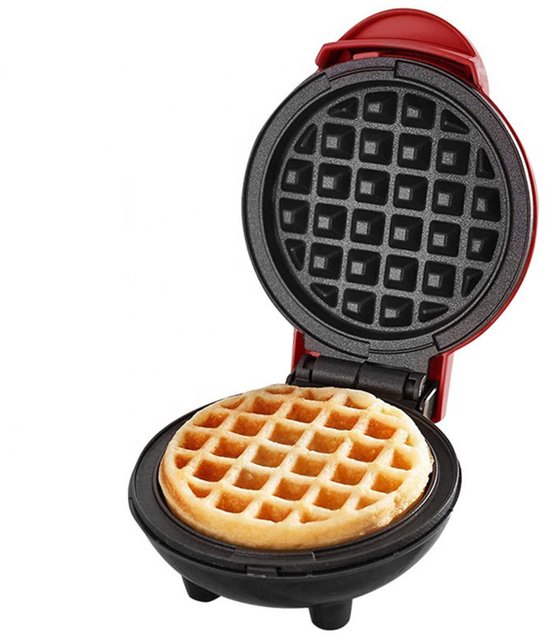Mini wafelijzer - Wafelijzer - Hartvormig wafelijzer - Ontbijtwafelijzer - Sandwichmaker - Wafelijzer met antiaanbaklaag - 12*16,2*7 cm - Rood - ABS — afbeelding 3