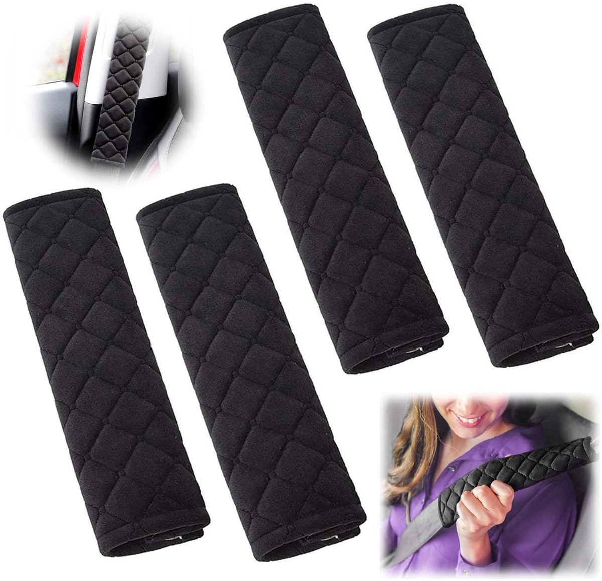 Dailygoods- Autogordelhoes Hoogwaardige Pluche - Autogordel Kussen - Veiligheids Schouderband Bescherming - Comfortabele Hoofdsteun - Duurzaam en Ondersteunend - Gordelbescherming