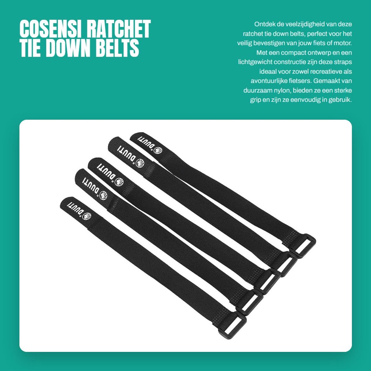 Dailygoods- Tie Down Straps Duurzaam - Fietshandvat Bevestigingsriemen - Verstelbaar - Multifunctioneel - Lichtgewicht - Hoge Sterkte Nylon - Fietsbanden