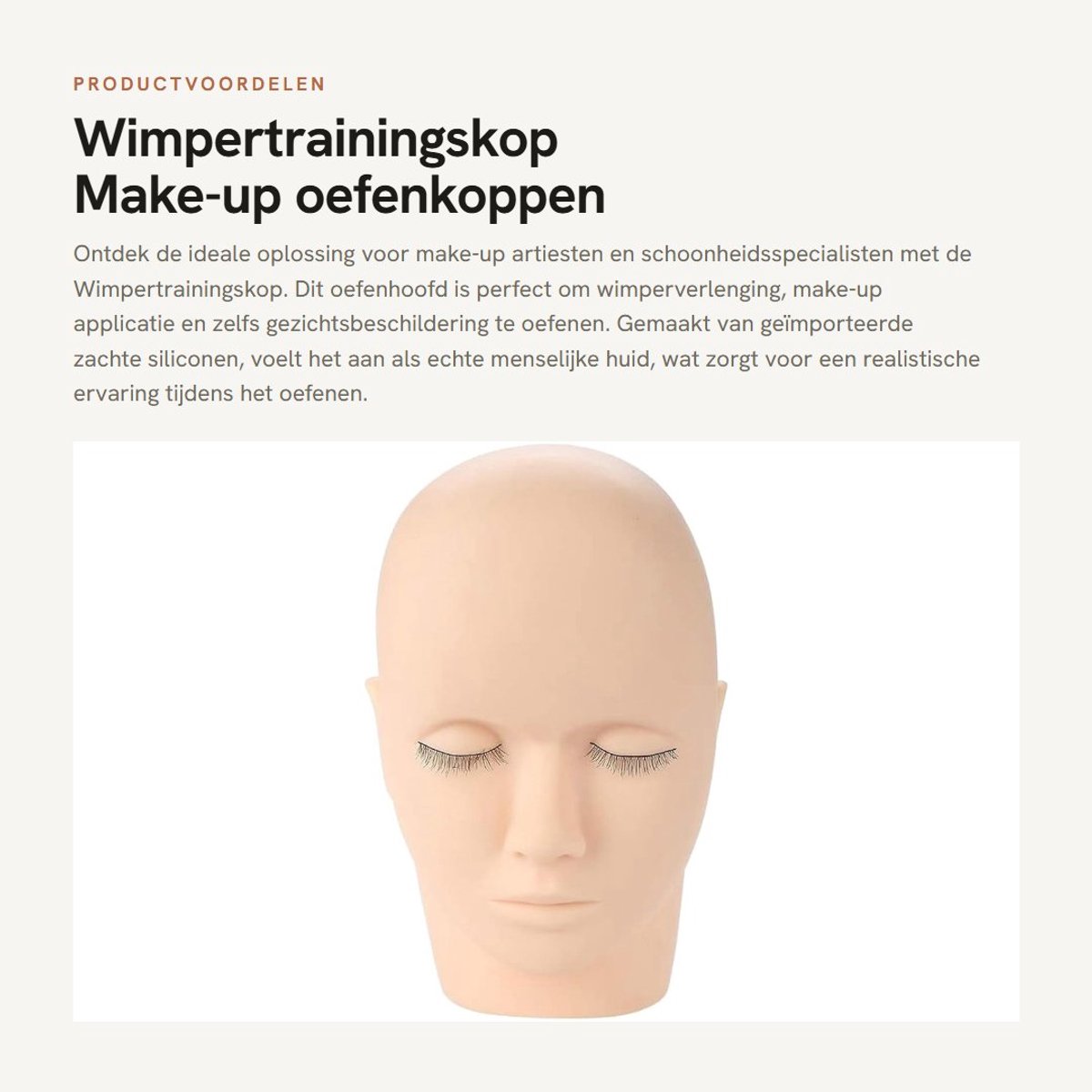 Dailygoods- Wimpertrainingskop - Zachte Siliconen - Oefenhoofd voor Make-up - Cosmetische Wimpers - Herbruikbaar - Realistisch Oppervlak