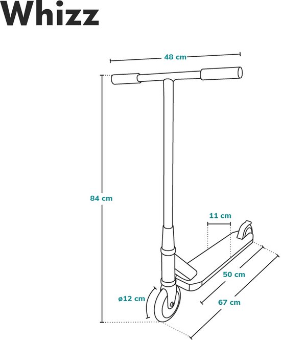 Lionelo Whizz - Step - 110mm - T-Bar - 100KG - voor Jongens en Meisjes - Steel rem - Kinderstepjes