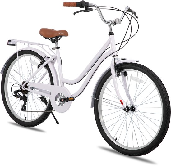 Hiland Breeze Dames Commuter Stadsfiets - 26" - 7 Versnellingen - Handrem - Mand - Standaard - Paars - Geschikt voor buitenactiviteiten in de lente van Hiland — afbeelding 3