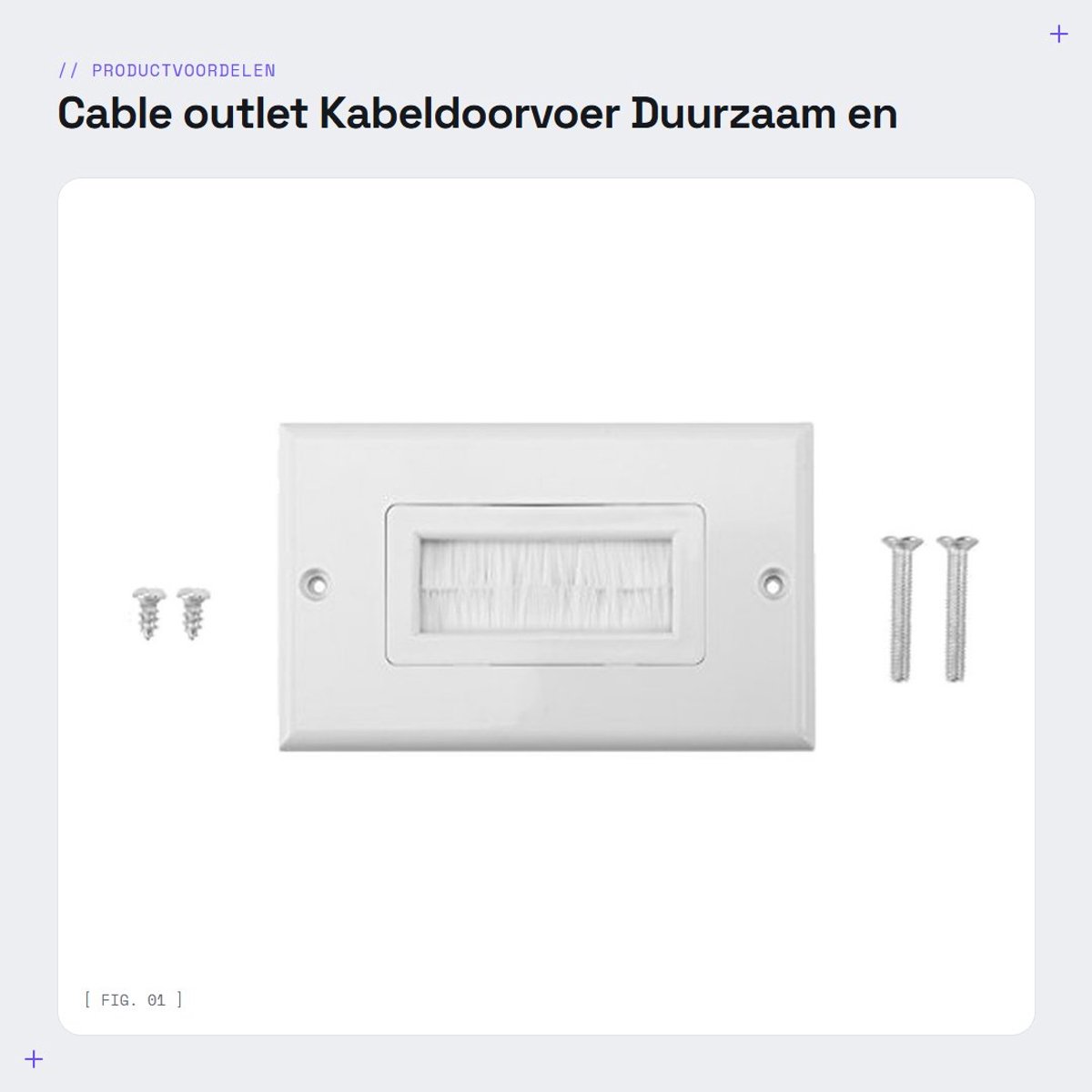 Dailygoods- Wandborstel - Kabeldoorvoer - Stofdicht - Kunststof Plaat - Eenvoudig te Installeren - Universeel Toepasbaar