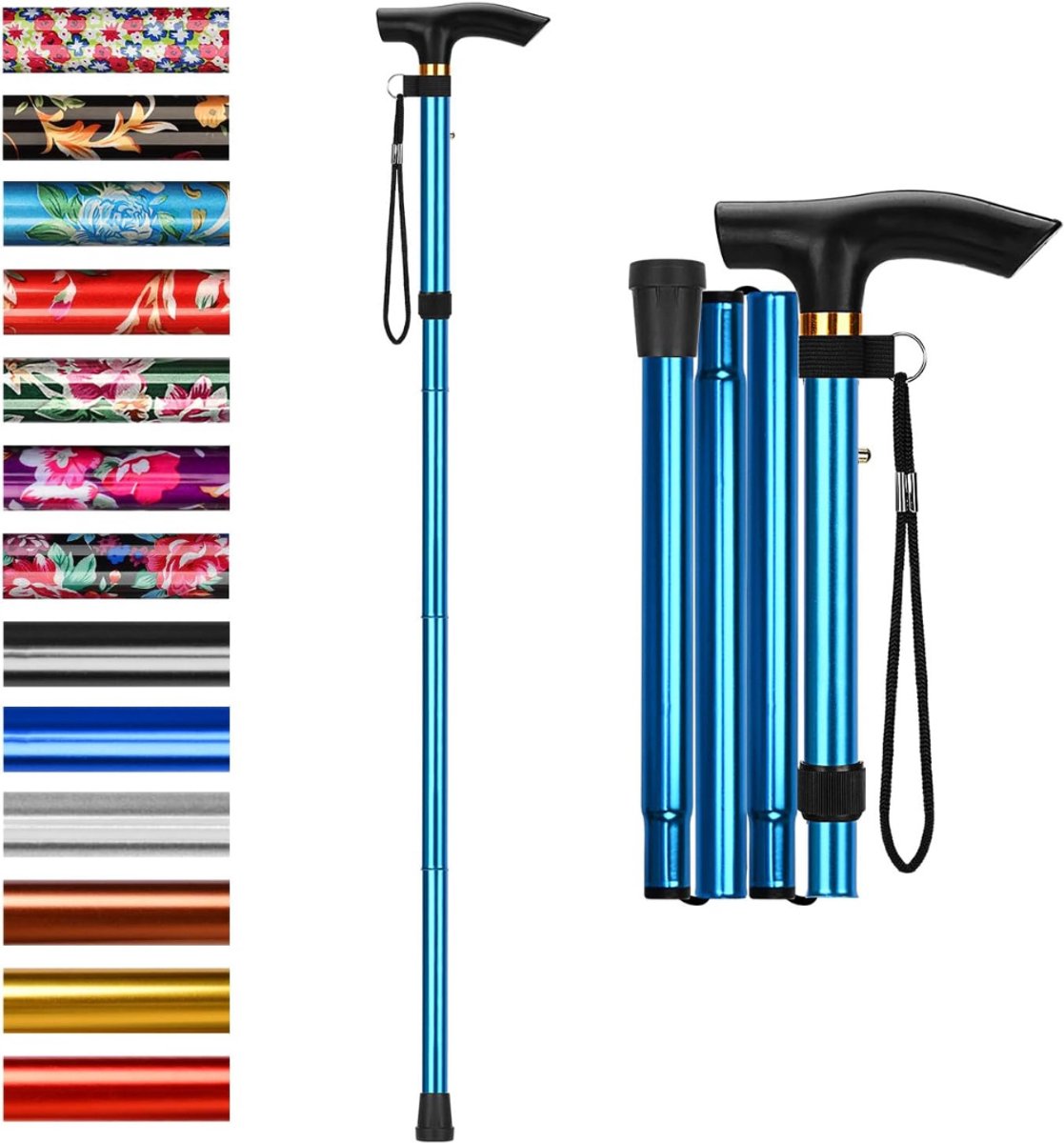 Wandelstok Opvouwbaar - Wandelstokken Dames en Heren -Blauw