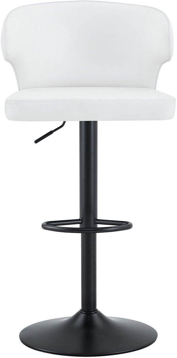 2-delige set barkrukken met rugleuning, hoogteverstelbaar, 364° draaibare barkruk met groot voetstuk en voetsteun, moderne keukenkruk voor bar, keuken, aanrecht (alleen stoelen)-Wit+Zwart
