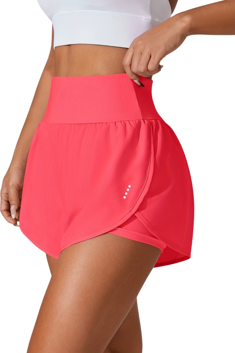Currero Biker Short Dames Gymshort Korte Legging Lange Onderbroek Bikershort Met Pijpjes Watermeloen Rood