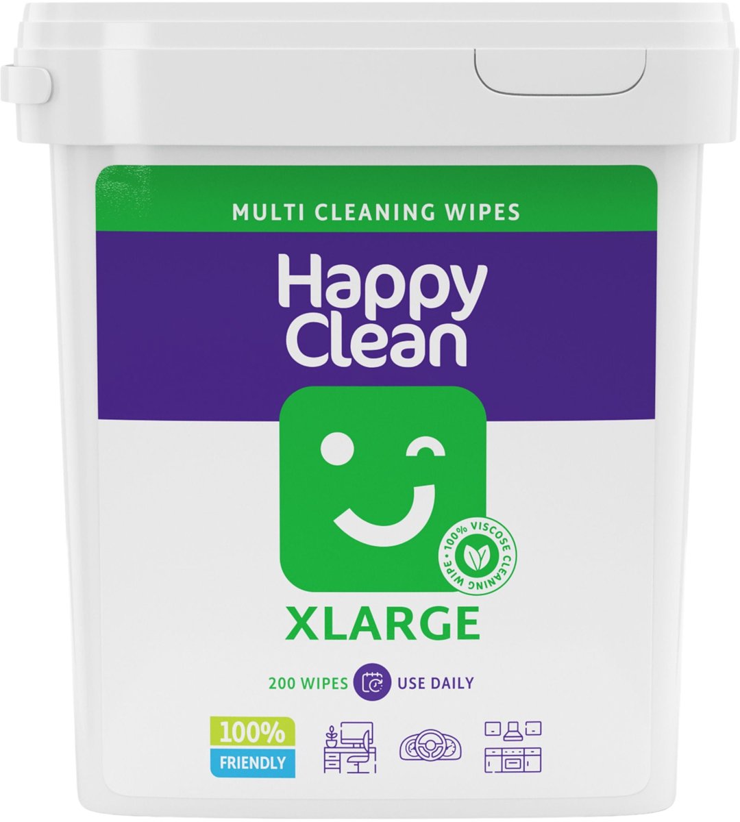 Happy Clean Kantoor Reinigingdoekjes - 200 Stuks - 100% Viscose - Vochtige Schoonmaakdoekjes voor Bureau, Werkplek en Kantoor