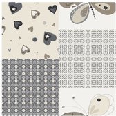 Behang Patchwork - Vlinders Hartjes en Bloemen - Blokken - Kinderbehang - Papierbehang - Kinderkamer - 0,53 x 10,05M. - Cozz Kidz