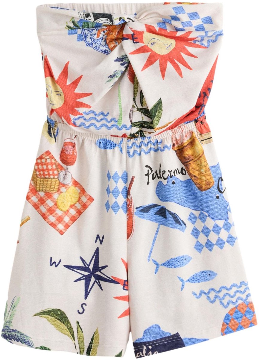 Next - Dames - Bandeaujumpsuit met gedraaide voorkant - Tall - Crème