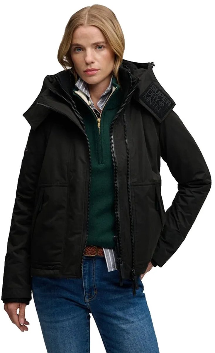 Superdry Microvezel Arctic Windcheater Jas met Capuchon Dames Zwart