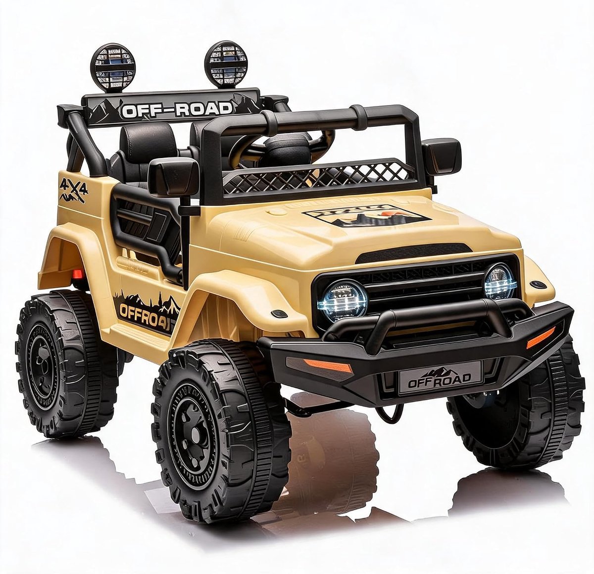 Triumpunpre - Elektrische kinderauto kinderjeep 12V 4,5Ah voertuig - met 4 wielen tot 5 km/h - PP kunststof speelgoedauto voor buiten - kakikleurig