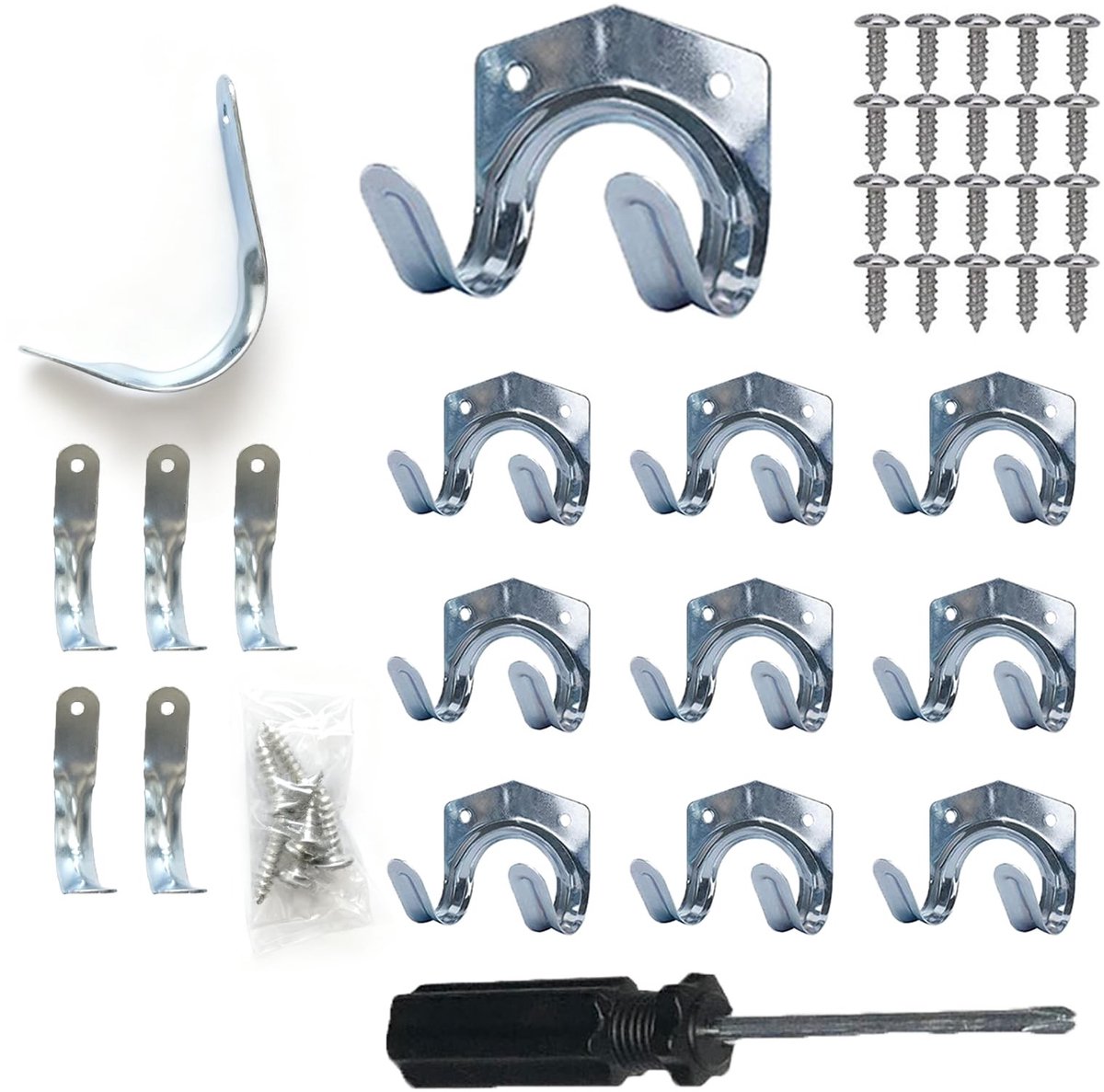 Omgoods - Set van 16 Wandhaken voor Garage en Tuin