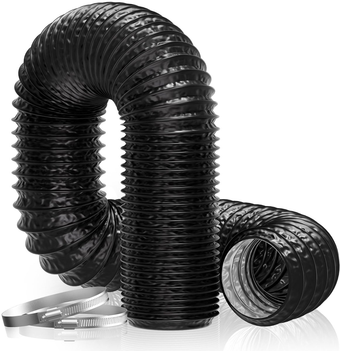 Omgoods - Ø150mm PVC Drainagebuis 5m met 2 Slangklemmen voor Ventilatiesystemen