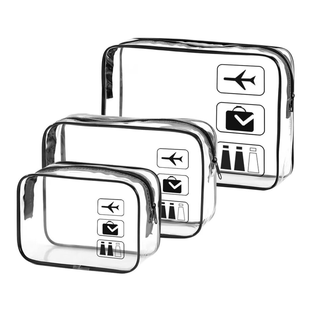 Omgoods - Set van 2 Transparante Toilettassen - Waterdichte Reis Cosmetic Bags
