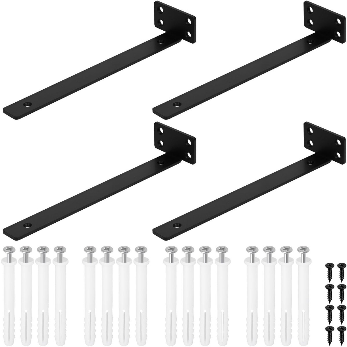 Omgoods - Set van 4 Zwarte Stalen L-Beugels voor Wandmontage