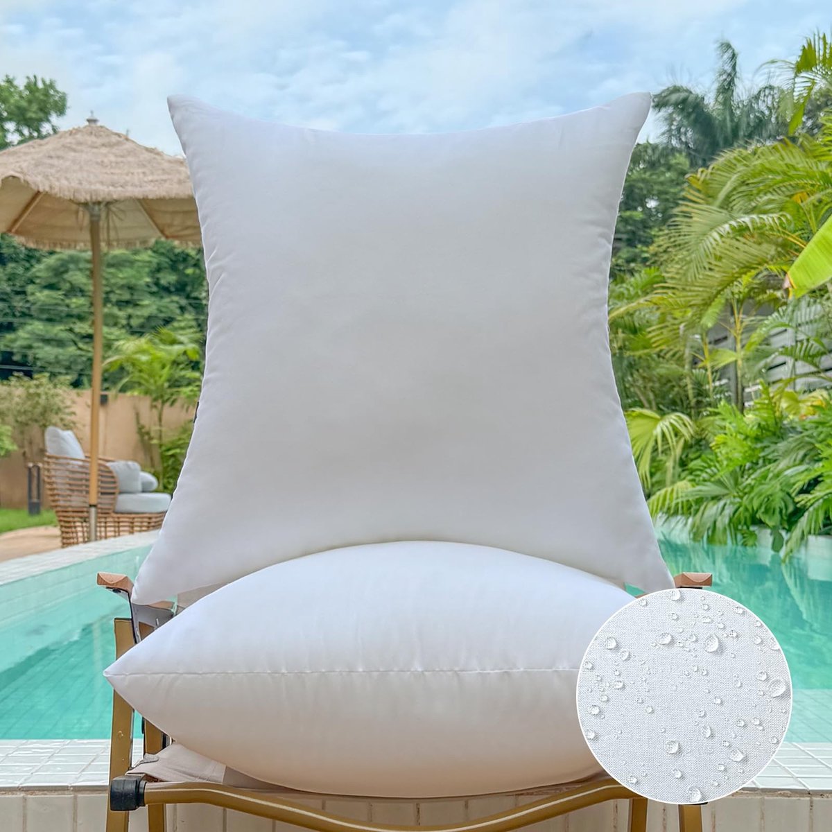 Omgoods - Set van 2 Waterdichte Tuinkussens 65 x 65 cm voor Buitenmeubelen