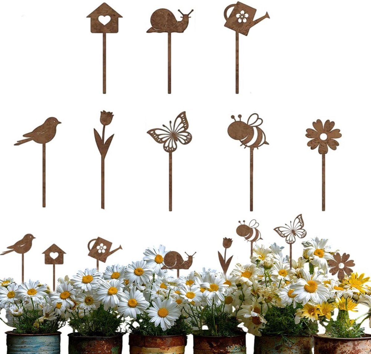 Omgoods - Set van 8 Decoratieve Vlinders voor de Tuin