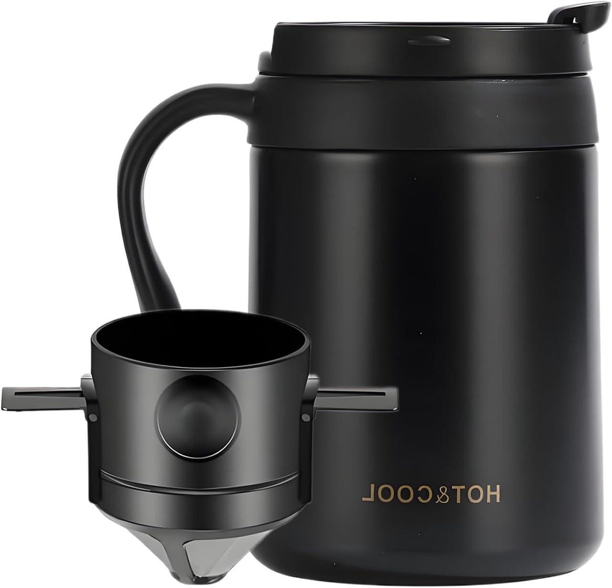 Draagbare Koffiebeker - Reisbeker Mok - Koffie Onderweg - Vacuüm Geïsoleerd - Niet Gespecificeerd - Zwart