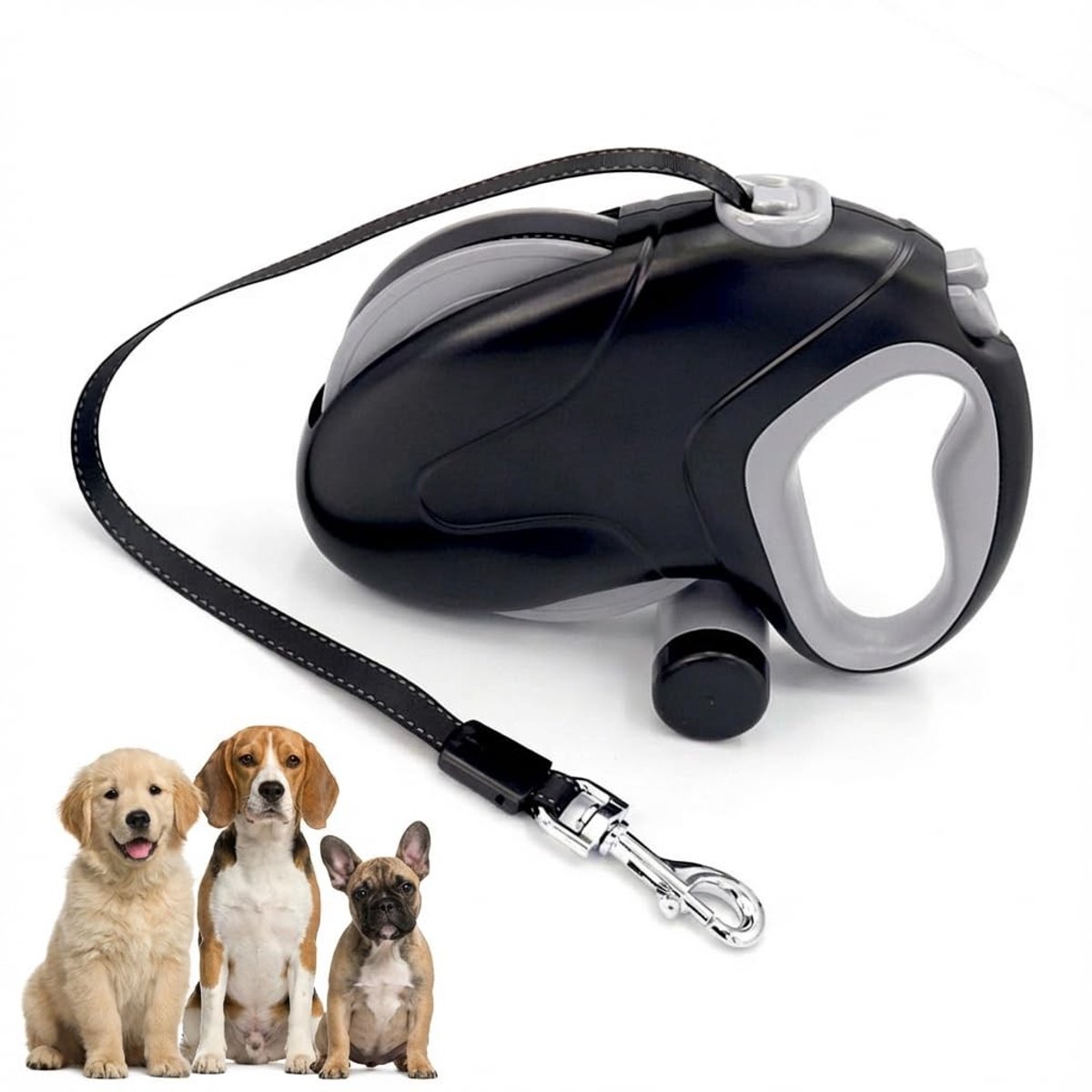 Omgoods - 360° Retractable Hondenriem met Antislip Handvat en Poepzakjes Dispenser