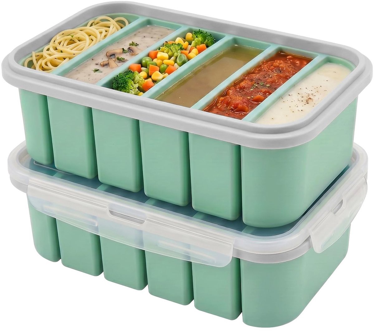 Omgoods - Set van 2 Silicone Soepvriesdozen met Deksels