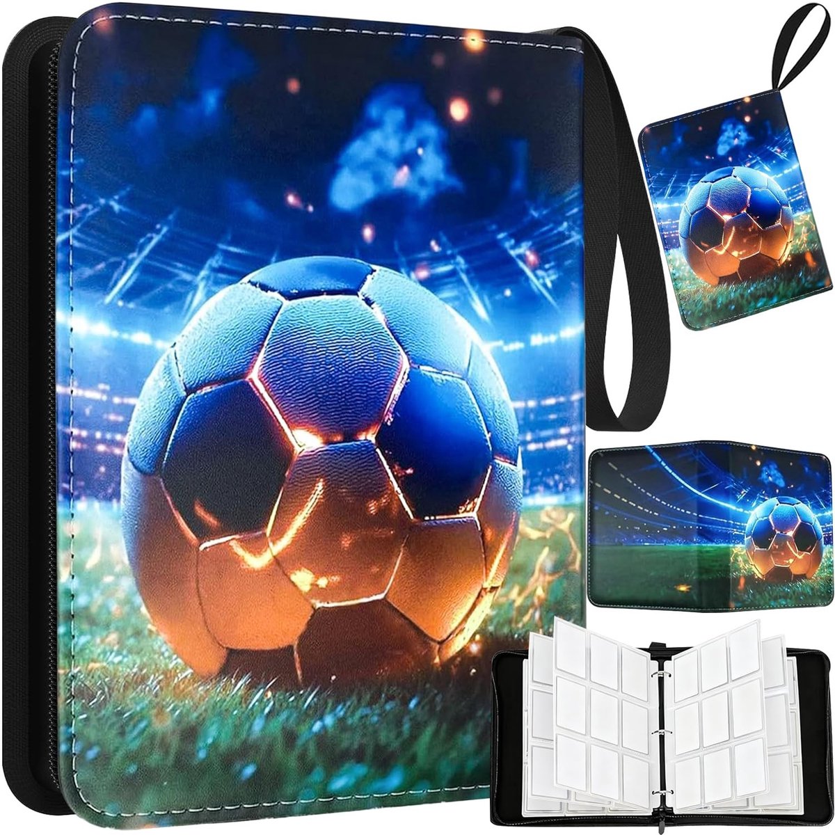 Omgoods- Verzamelalbum 900 kaarten - Voetbalkaarten - Verzamelkaartenalbum - PU-kaartenhouder - 50 pagina's - Ritssluiting met griplus - Kaartenalbum