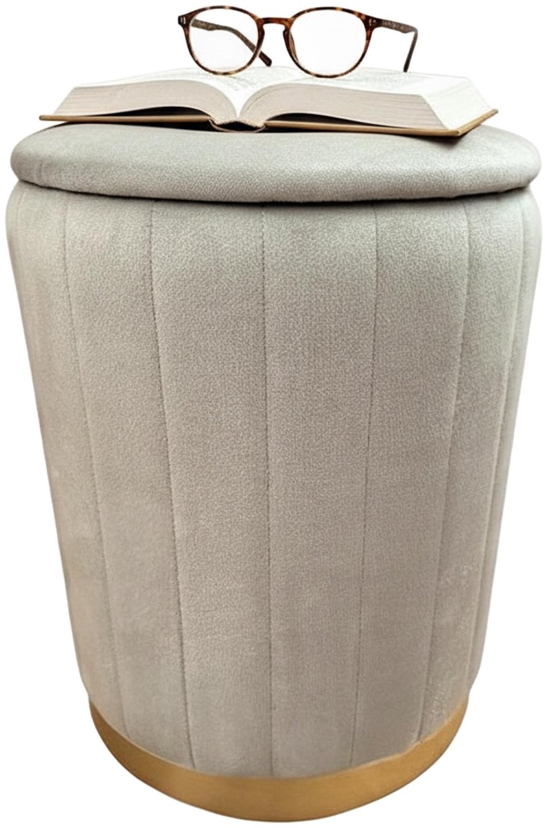 Omgoods - Ronde Velvet Opbergpouf met Deksel